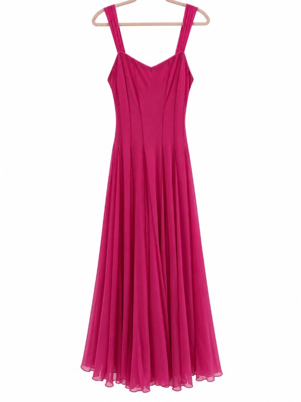 Elena Kattan Fuchsia Pink Mesh Fit & Flare Maxi Dress